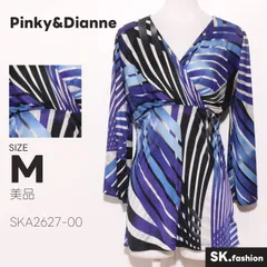 美品 Pinky&Dianne トップス チュニック　長袖　総柄　Vネック　サイドファスナー　日本製のサムネイル