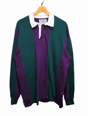 90s USA製 LANDS' END ランズエンド ストライプ ラガーシャツ 長袖のサムネイル