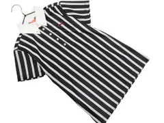 PUMA プーマ ストライプ ボタンダウン 半袖 ゴルフ トレーニングウェア ポロシャツ sizeM/黒ｘグレー ■◆ レディース