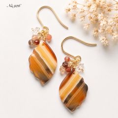 No.918✨天然石✨カーネリアンドゥルージー×トパーズのピアス