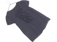 JUSGLITTY ジャスグリッティー シフォン フリル 半袖 ブラウス シャツ size2/濃紺 ■◆ レディースのサムネイル