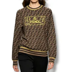 極美品 FENDI フェンディ セーター ニット ロゴ FFロゴ ズッカ柄 ブラウン サイズ44のサムネイル