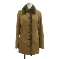 バーバリーブルーレーベル BURBERRY BLUE LABEL ステンカラーコート 38 ベージュ ファー襟 長袖 ミドル丈 裏地ノバチェック FCF77-645 /PP ■GY53のサムネイル