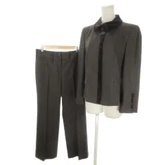 アルマーニ コレツィオーニ ARMANI COLLEZIONI スーツ ジャケット 44 パンツ 42 茶 ブラウン ステンカラー 総裏地 切替 ベロア 20052 /MN2 ■ECE006のサムネイル