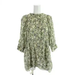 ドレステリア DRESSTERIOR シャツ ブラウス 36 緑 グリーン 花柄 ギャザーネック 七分袖 /APのサムネイル
