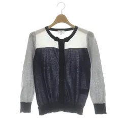 ランバン LANVIN カーディガン 七分袖 38 紺 ネイビー 白のサムネイル