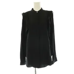 3.1 フィリップリム 3.1 phillip lim スタンドカラーフリルブラウス シャツ 長袖 シルク 2 黒 ブラック /SY ■OSのサムネイル