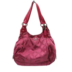 COACH コーチ トートバッグ Y2K シグネチャー キャンバス チャーム トートバッグ 鞄 ピンク 【中古】のサムネイル