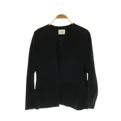 デミルクス ビームス Demi-Luxe BEAMS トリアセ ペプラムジャケット ノーカラー 38 黒 ブラック /SY ■OSのサムネイル