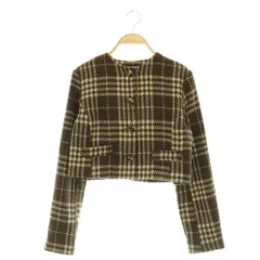 ダーリッチ Darich チェック ツイードノーカラージャケット アウター F 茶 /HS ■OSのサムネイル