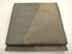 平和屋着物●本場筑前博多織　草木染　手織工房　染匠：小森久　八寸名古屋帯　幾何学文　金糸　正絹　逸品　未使用　CABI7326dyのサムネイル