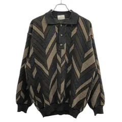GIVENCHY ジバンシィ ジオメトリックニットポロシャツ  グレー×ブラウン Lのサムネイル