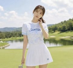 韓国レディースゴルフウェアパームツリー柄 ジップシャツ&スカート