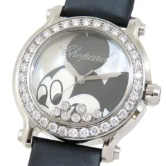 Chopard ショパール ハッピー ミッキー 27/8475 シェル文字盤 SS ステンレススチール ダイヤモンド ダイヤベゼル レザー 約55.2g 腕時計 電池式 クォーツ レディース 送料無料 241001034805のサムネイル