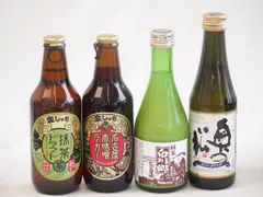 スパークリング日本酒×クラフトビール×地酒4本セット(奥の松 純米大吟醸スパークリング（福島県） 三輪酒造 白川郷純米にごり酒（岐阜県） 金しゃちビール抹茶ドラフト(愛知県) 金しゃちビール名古屋赤味噌ラガー(愛知県)) 290ml×1本 300ml×1のサムネイル