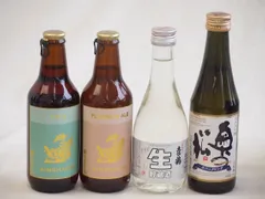 スパークリング日本酒×クラフトビール×地酒4本セット(奥の松 純米大吟醸スパークリング（福島県） 土佐鶴酒造 本醸辛口生貯蔵酒ドライ（高知県） 金しゃちビールプラチナエール(愛知県) 金しゃちビールIPA(愛知県)) 290ml×1本 300ml×1本のサムネイル