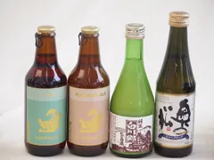 スパークリング日本酒×クラフトビール×地酒4本セット(奥の松 純米大吟醸スパークリング（福島県） 三輪酒造 白川郷純米にごり酒（岐阜県） 金しゃちビールプラチナエール(愛知県) 金しゃちビールIPA(愛知県)) 290ml×1本 300ml×1本 330のサムネイル