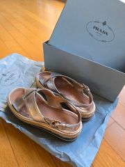 PRADA プラダ エスパドリーユ サンダル ホワイト 37 - メルカリ