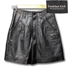 Leather Ltd. 本革 レザーショートパンツ 2タック レディース Sサイズ バギーショーツ ハーフパンツ ワイド ルーズ 牛革 牛皮 オールド ビンテージ 80s 90sのサムネイル
