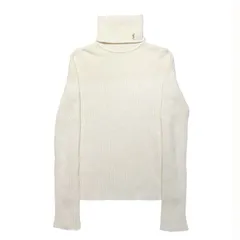 SAINT LAURENT サンローラン YSL ネックロゴ タートルネック ニットセーター 706925 ニット セーター size=L ホワイト ウール カシミヤ メンズ レディース ゴールド金具のサムネイル
