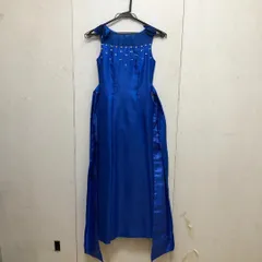 送料無料 子供ドレス 130cm ブルー 発表会 結婚式 ピアノ演奏会 フォーマル ロング丈 スパンコール 花飾り付き 48302-6のサムネイル