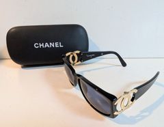 CHANEL シャネル サングラス ココマーク 黒 ゴールド金具 ウェリントン