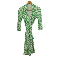 ダイアンフォンファステンバーグ ワンピース 七分袖 シルク レディース 2サイズ グリーン×ベージュ DIANE VON FURSTENBERG 【中古】のサムネイル