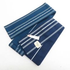 小紋 霧に花模様 ぼかし染め 青xピンク 箔入り 紗綾形地紋 金x銀 袷
