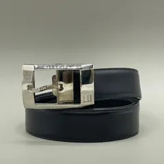 極美品　Dunhill　ダンヒル　ベルト　シルバー金具　イタリア製　メンズ　ビジネス　レザー　黒　ブラックのサムネイル