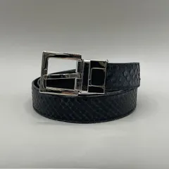 美品　D&G ／ Dolce＆Gabbana　ドルチェアンドガッパーナ　ベルト　パイソン　リバーシブル　シルバー金具　レザー　黒　ブラックのサムネイル