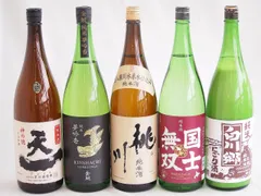 米の旨味よい日本酒5本セット(早川酒造部天一 純米酒 (三重県) 桃川 純米酒 (青森県) 金しゃち酒造金鯱 夢吟香 純米酒 (愛知県) 高砂酒造国士無双 純米酒 (北海道) 三輪酒造 白川郷 純米にごり酒純米酒(岐阜県)) 1800ml×5本のサムネイル