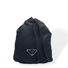極美品 PRADA プラダ 巾着 ポーチ ナイロン 三角ロゴ ブラック 白タグ