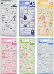 【6種セット】 CHUMMY チャミー パッケージステッカー 各1枚 【シュガーグレー/ナイトネイビー/ハニーイエロー/ベリーピンク/ホリデイグリーン/ミルキーブルー】 ｜ Q-lia クーリア CHUMMY シール ステッカー セットのサムネイル