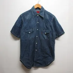 リーバイス レッドタブ Levi's RED TAB 半袖 デニム ウエスタン シャツ M インディゴ スナップボタン ワークのサムネイル