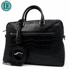 【良品】SAINT LAURENT saint laurent サンローラン ビジネスバッグ ブリーフケース ショルダーバッグ 2way クロスボディ サックドジュール クロコ型押し 南京錠 鍵 シルバー金具 男女兼用 A4 書類のサムネイル