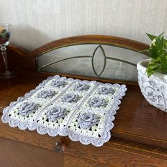 マルチカバー モチーフ編み くまさんモチーフ 編み物 ハンドメイド