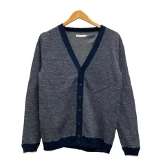 デラックス Deluxe カーディガン 長袖 Vネック 総柄 ウール M 紺 ネイビー 白 ホワイト 黒 ブラック 赤 レッド メンズのサムネイル