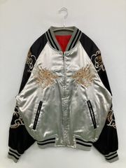 スカジャン (L) 両面刺繍 アーム刺繍 ラグラン ジップアップ 龍 虎 