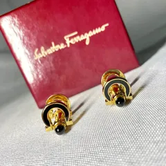 美品 Salvatore Ferragamo サルヴァトーレフェラガモ ダブルガンチーニ ブラックオニキス装飾 2Way カフス カフリンクス ボタン 箱ありのサムネイル