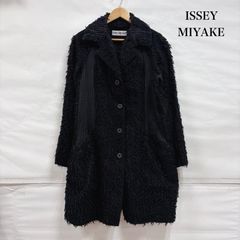イッセイミヤケ プリーツ 切替 シャギーニット ジャケット ロング