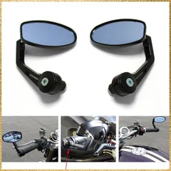 ☆彡送料無料でお届け☆彡 バーエンドミラー アルミ製 ブルーガラス ブラック 22mm 左右セット カワサキ HONDA 汎用のサムネイル