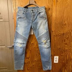 BALMAIN JEANS バルマン クラッシュ バイカー デニム 28 - メルカリ