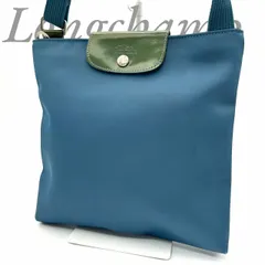 【B5711】 Longchamp ロンシャン ショルダーバッグ ナイロン ブルー グリーン バイカラー ルプリアージュ 斜め掛け フラップのサムネイル