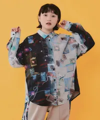 ScoLar（スカラー）162649：ポラロイド柄or花ネコストライプ柄 ガーゼシャツのサムネイル