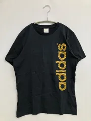 adidas neo アディダスネオ Tシャツ/カットソー M ブラック 前面プリント ブランドロゴ 半袖 クルーネック(丸首) ミドル丈 メンズ
