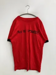 Tシャツ/カットソー L レッド 前面プリント バックプリント ショート丈 ミドル丈 半袖 クルーネック(丸首) メンズ レディース