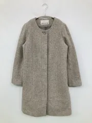 NATURAL BEAUTY BASIC ナチュラルビューティーベーシック ノーカラーコート L グレー ウール・ニット ナイロン 無地 レディース