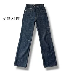 オーラリー AURALEE HARD TWIST DENIM 5P PANTS デニムパンツ インディゴ サイズ24 日本製 A00P02DM カットアウト リメイク 6JU064のサムネイル