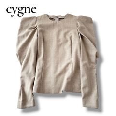 極美品 cygne ビッグカラー ダブルカラー ブラウス 長袖 ホワイト 