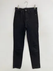 UNIQLO ユニクロ デニムパンツ 22 (56cm) ブラック フルレングス 無地 スキニー・タイト テーパード ハイウエスト レディース